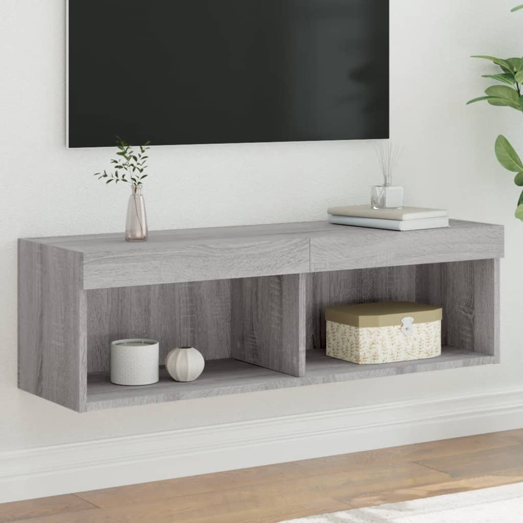 Tv-meubel met LED-verlichting 100x30x30 cm grijs sonoma eiken is nu te koop bij PeponiXL, paradijselijk wonen!