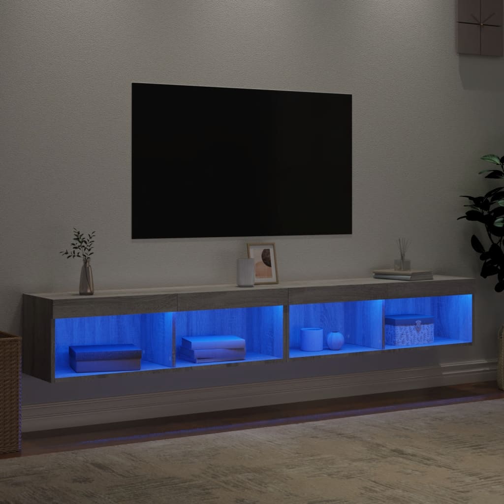Tv-meubels met LED-verlichting 2 st 100x30x30 cm grijs sonoma is nu te koop bij PeponiXL, paradijselijk wonen!