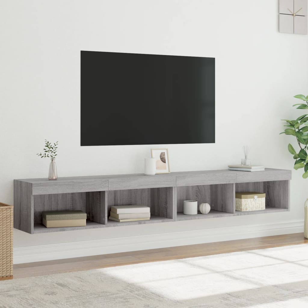 Tv-meubels met LED-verlichting 2 st 100x30x30 cm grijs sonoma is nu te koop bij PeponiXL, paradijselijk wonen!