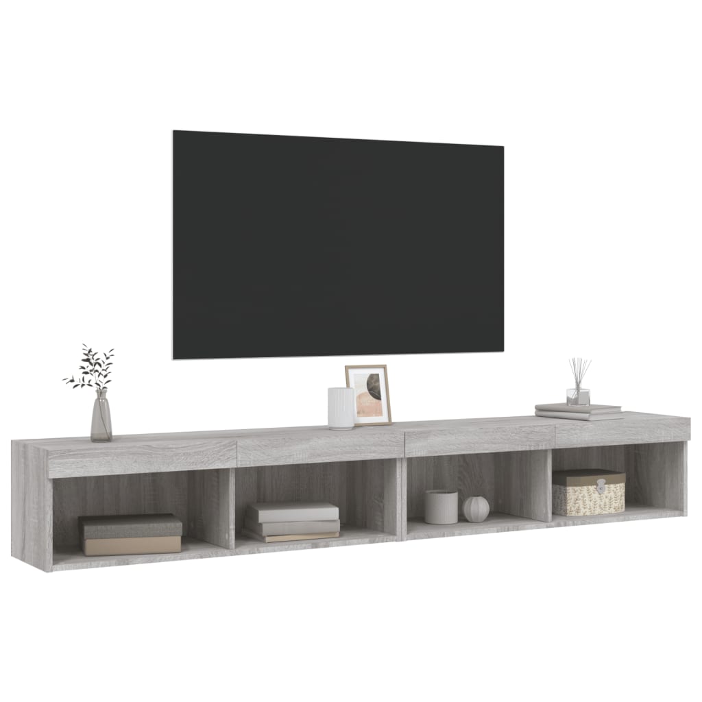 Tv-meubels met LED-verlichting 2 st 100x30x30 cm grijs sonoma is nu te koop bij PeponiXL, paradijselijk wonen!