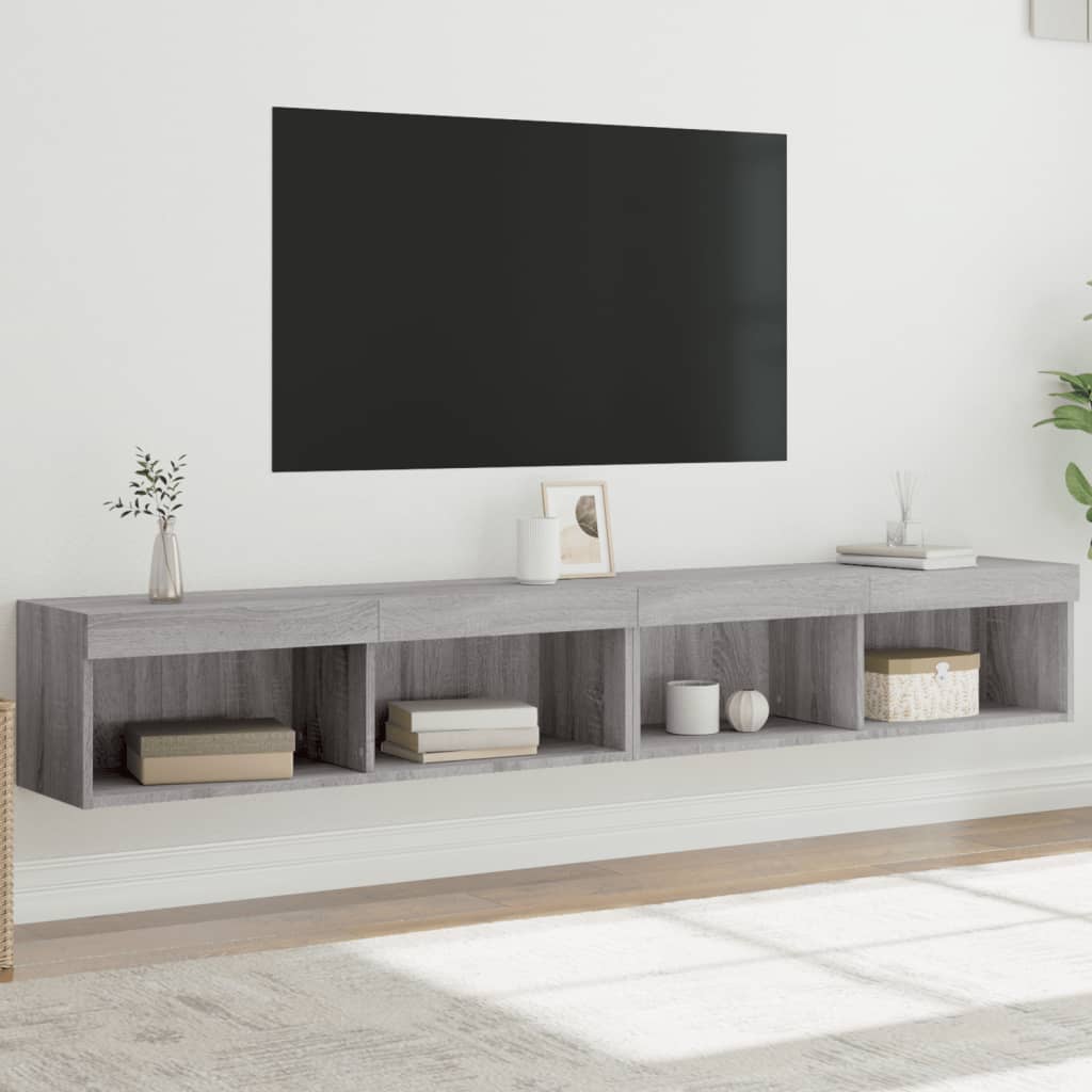 Tv-meubels met LED-verlichting 2 st 100x30x30 cm grijs sonoma is nu te koop bij PeponiXL, paradijselijk wonen!