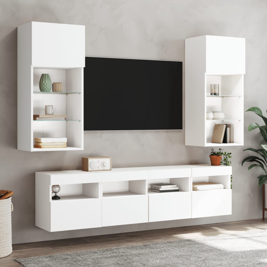Tv-wandmeubels met LED-verlichting 2 st 40x30x40 cm wit is nu te koop bij PeponiXL, paradijselijk wonen!
