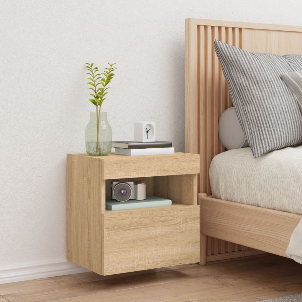 Tv-wandmeubel met LED-verlichting 40x30x40 cm sonoma eikenkleur is nu te koop bij PeponiXL, paradijselijk wonen!