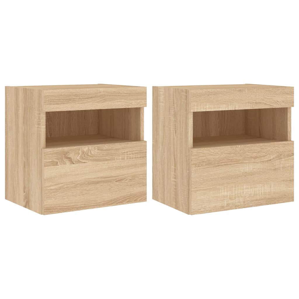 Tv-wandmeubels met LED 2 st 40x30x40 cm sonoma eikenkleurig is nu te koop bij PeponiXL, paradijselijk wonen!