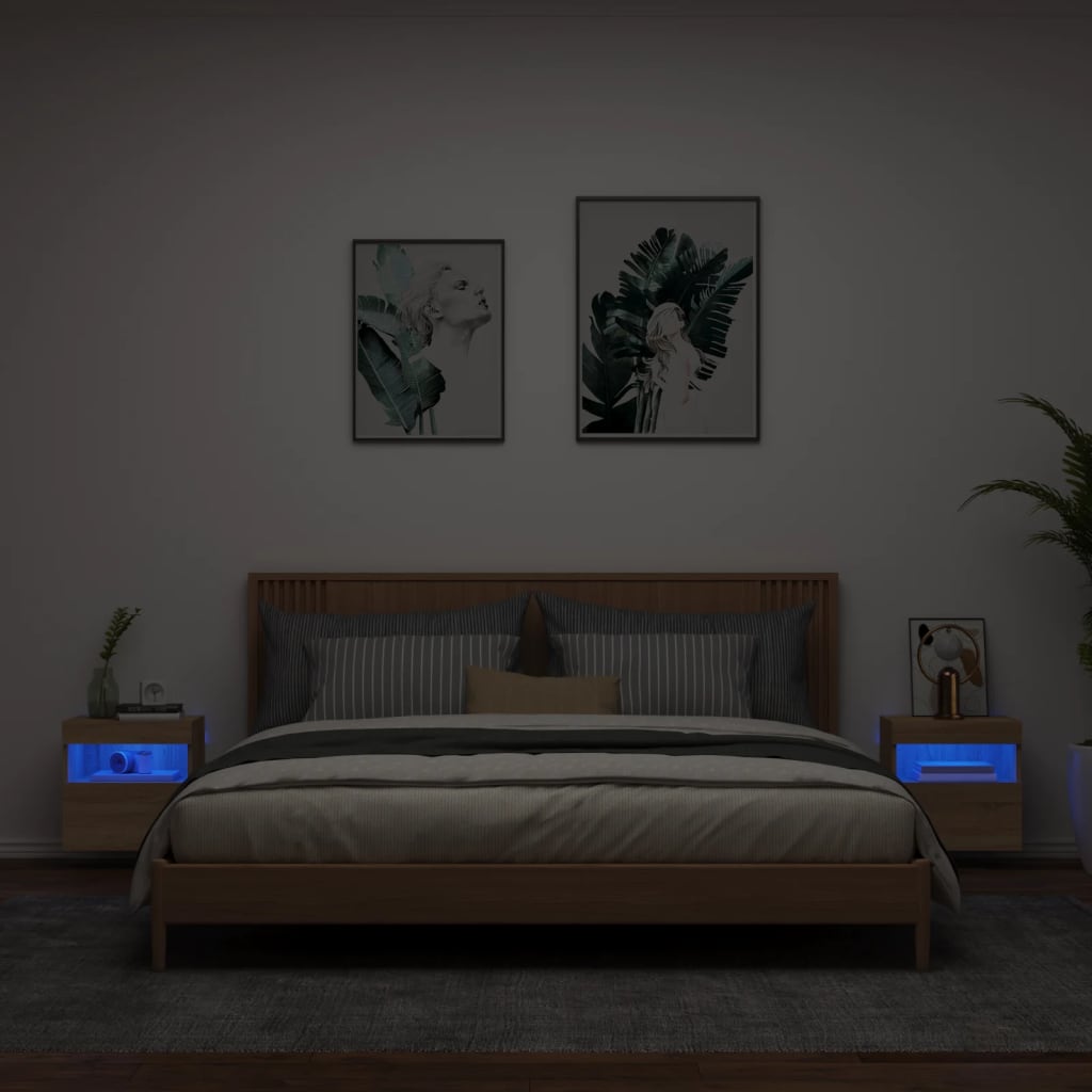 Tv-wandmeubels met LED 2 st 40x30x40 cm sonoma eikenkleurig is nu te koop bij PeponiXL, paradijselijk wonen!