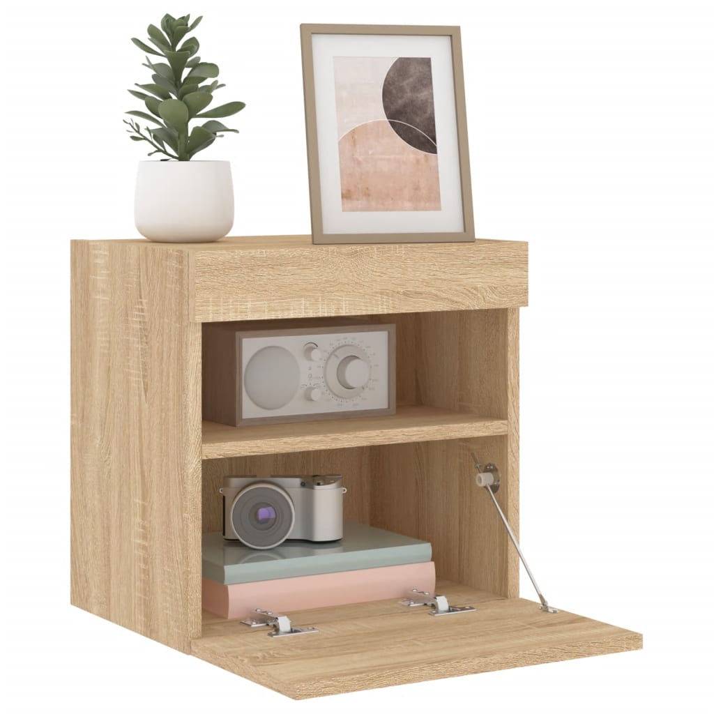 Tv-wandmeubels met LED 2 st 40x30x40 cm sonoma eikenkleurig is nu te koop bij PeponiXL, paradijselijk wonen!