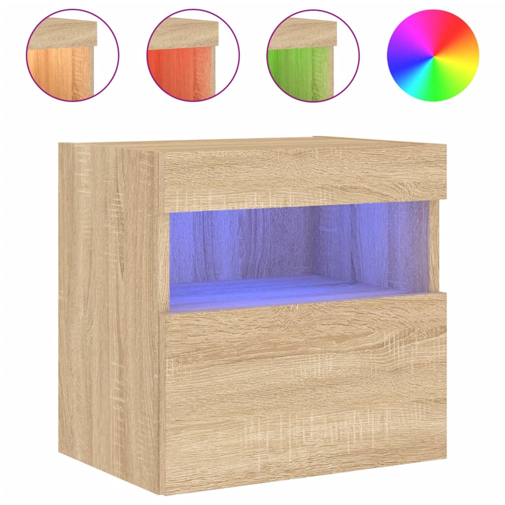 Tv-wandmeubels met LED 2 st 40x30x40 cm sonoma eikenkleurig is nu te koop bij PeponiXL, paradijselijk wonen!