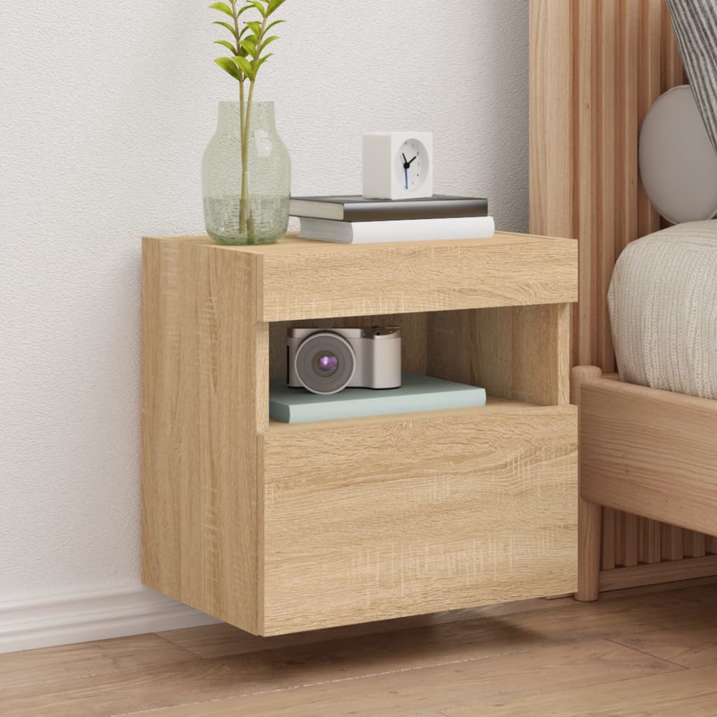 Tv-wandmeubels met LED 2 st 40x30x40 cm sonoma eikenkleurig is nu te koop bij PeponiXL, paradijselijk wonen!