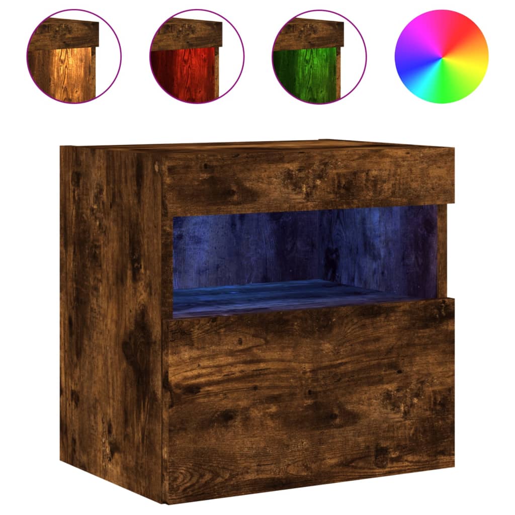 Tv-wandmeubel met LED-verlichting 40x30x40 cm gerookt eiken is nu te koop bij PeponiXL, paradijselijk wonen!