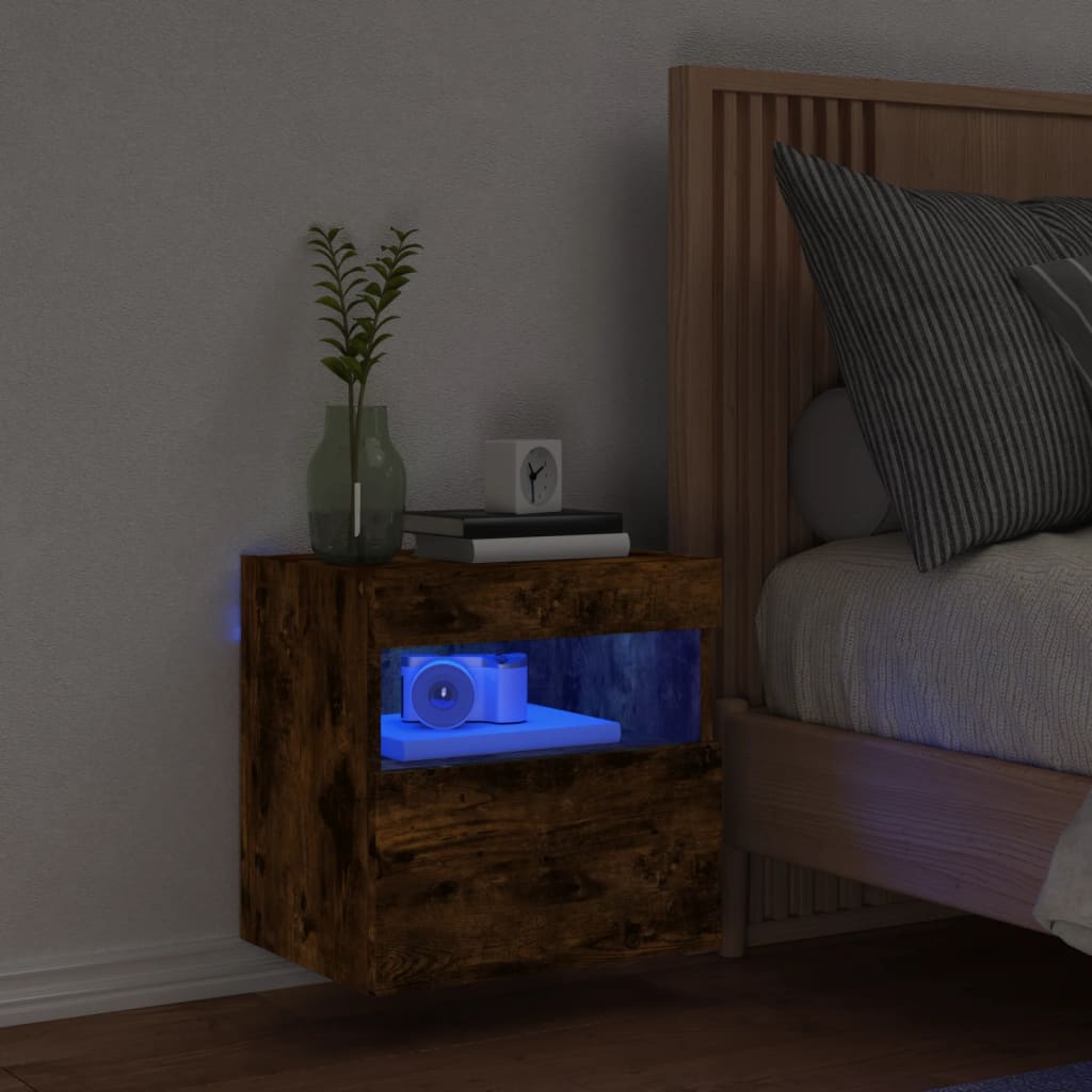 Tv-wandmeubel met LED-verlichting 40x30x40 cm gerookt eiken is nu te koop bij PeponiXL, paradijselijk wonen!