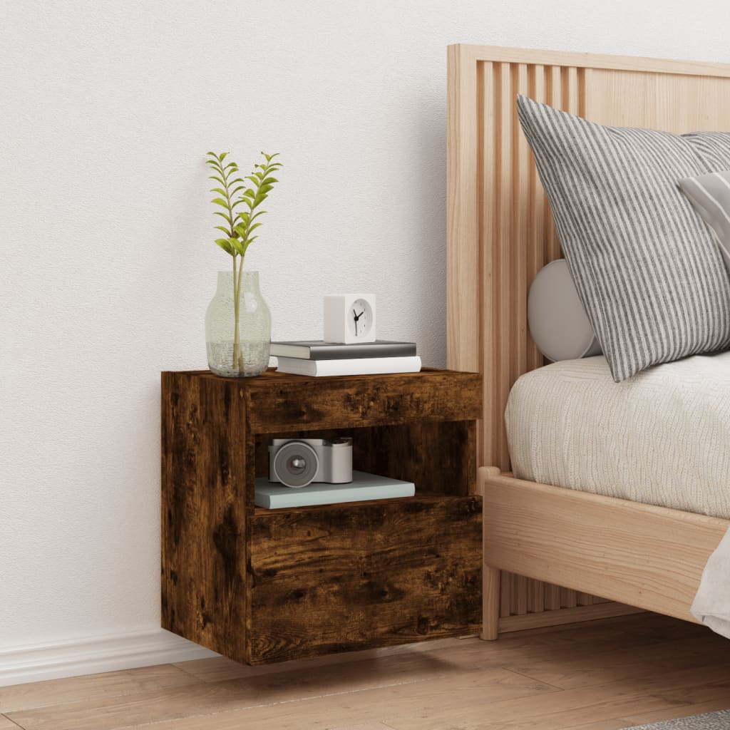 Tv-wandmeubel met LED-verlichting 40x30x40 cm gerookt eiken is nu te koop bij PeponiXL, paradijselijk wonen!