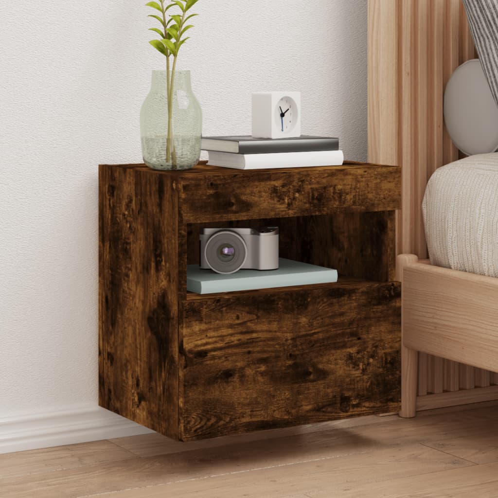 Tv-wandmeubel met LED-verlichting 40x30x40 cm gerookt eiken is nu te koop bij PeponiXL, paradijselijk wonen!