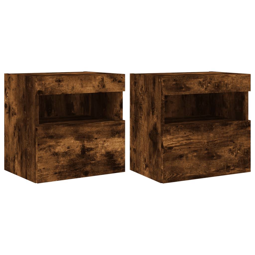 Tv-wandmeubels met LED 2 st 40x30x40 cm gerookt eikenkleurig is nu te koop bij PeponiXL, paradijselijk wonen!