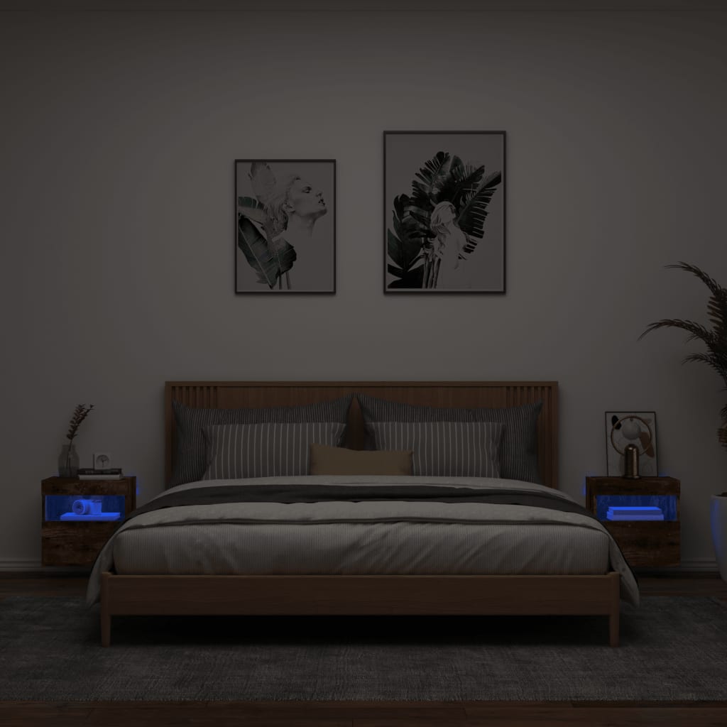 Tv-wandmeubels met LED 2 st 40x30x40 cm gerookt eikenkleurig is nu te koop bij PeponiXL, paradijselijk wonen!