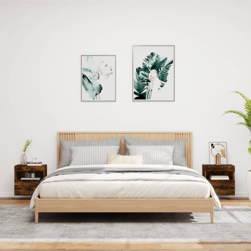 Tv-wandmeubels met LED 2 st 40x30x40 cm gerookt eikenkleurig is nu te koop bij PeponiXL, paradijselijk wonen!