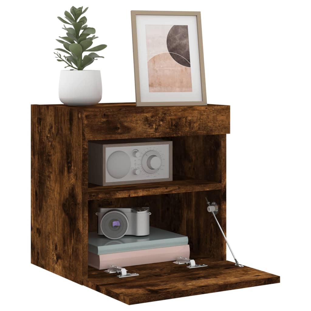 Tv-wandmeubels met LED 2 st 40x30x40 cm gerookt eikenkleurig is nu te koop bij PeponiXL, paradijselijk wonen!