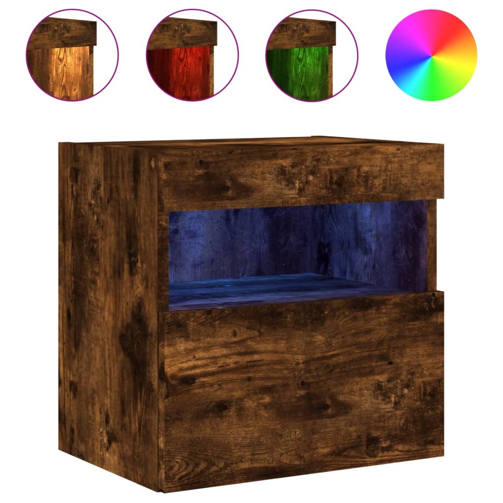 Tv-wandmeubels met LED 2 st 40x30x40 cm gerookt eikenkleurig is nu te koop bij PeponiXL, paradijselijk wonen!
