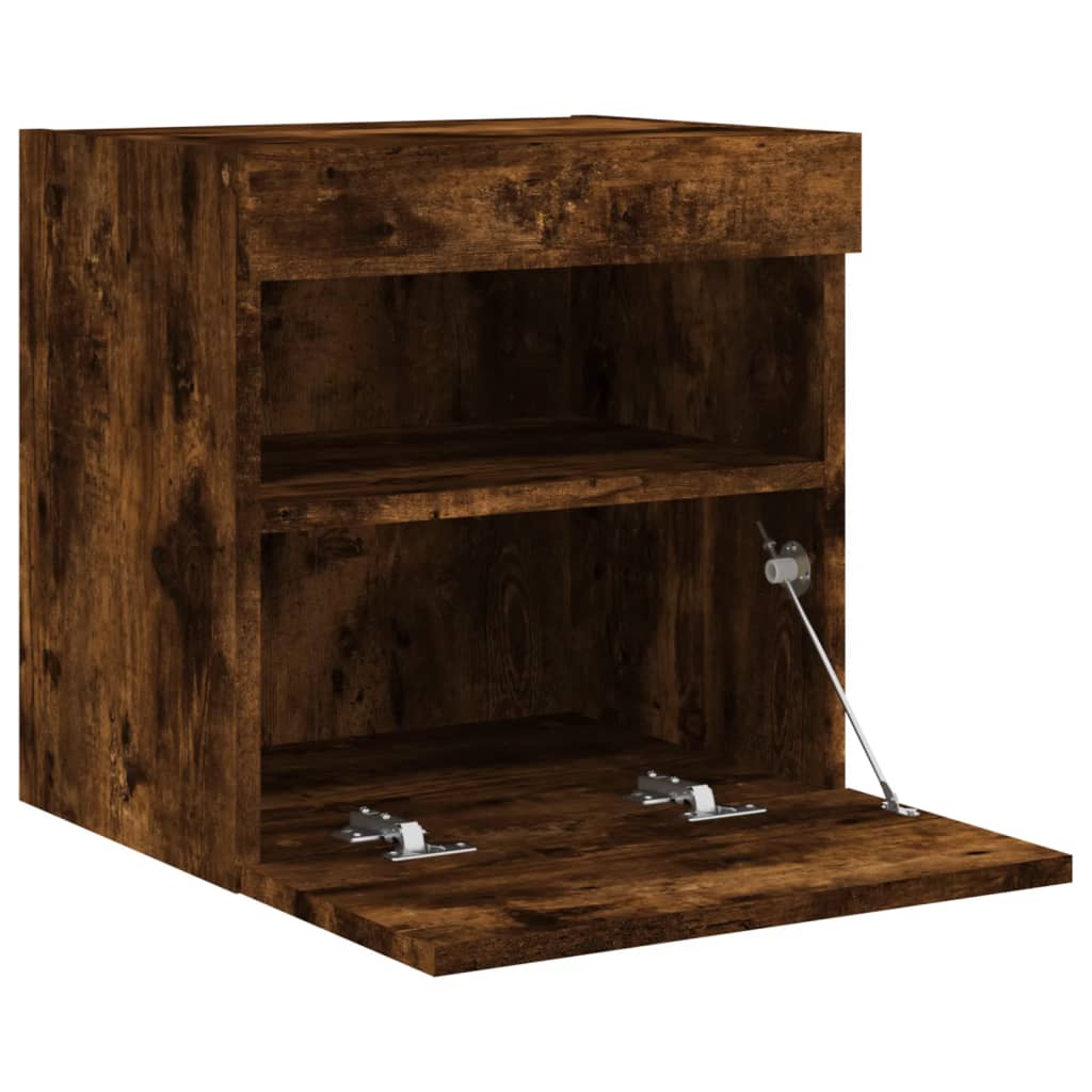 Tv-wandmeubels met LED 2 st 40x30x40 cm gerookt eikenkleurig is nu te koop bij PeponiXL, paradijselijk wonen!