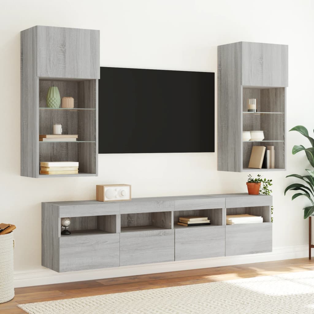 Tv-wandmeubel met LED 40x30x40 cm grijs sonoma eikenkleurig is nu te koop bij PeponiXL, paradijselijk wonen!