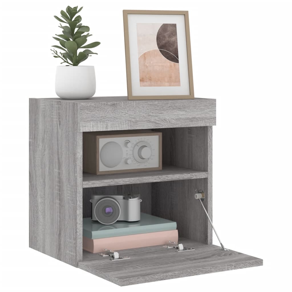 Tv-wandmeubel met LED 40x30x40 cm grijs sonoma eikenkleurig is nu te koop bij PeponiXL, paradijselijk wonen!