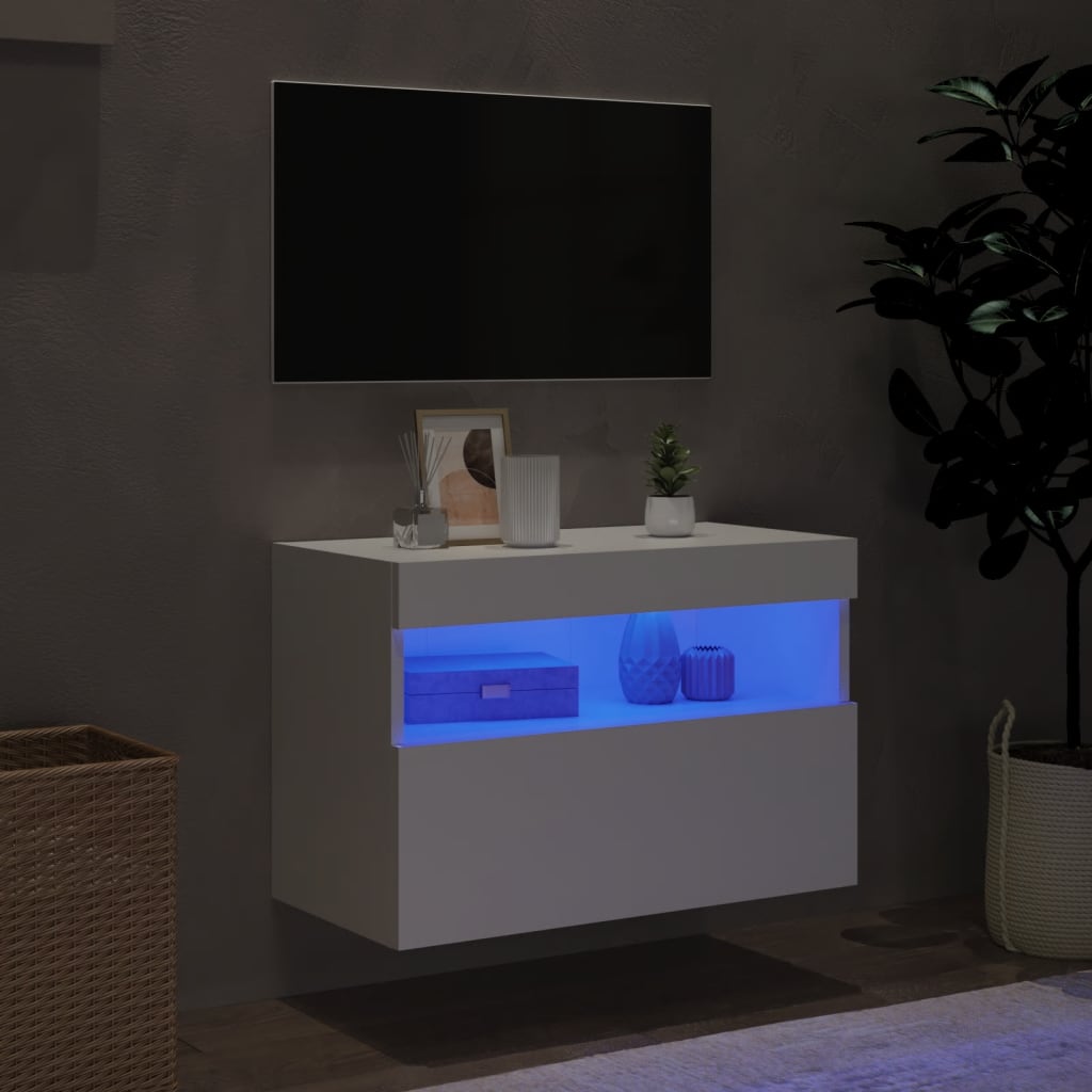 Tv-wandmeubel met LED-verlichting 60x30x40 cm wit is nu te koop bij PeponiXL, paradijselijk wonen!
