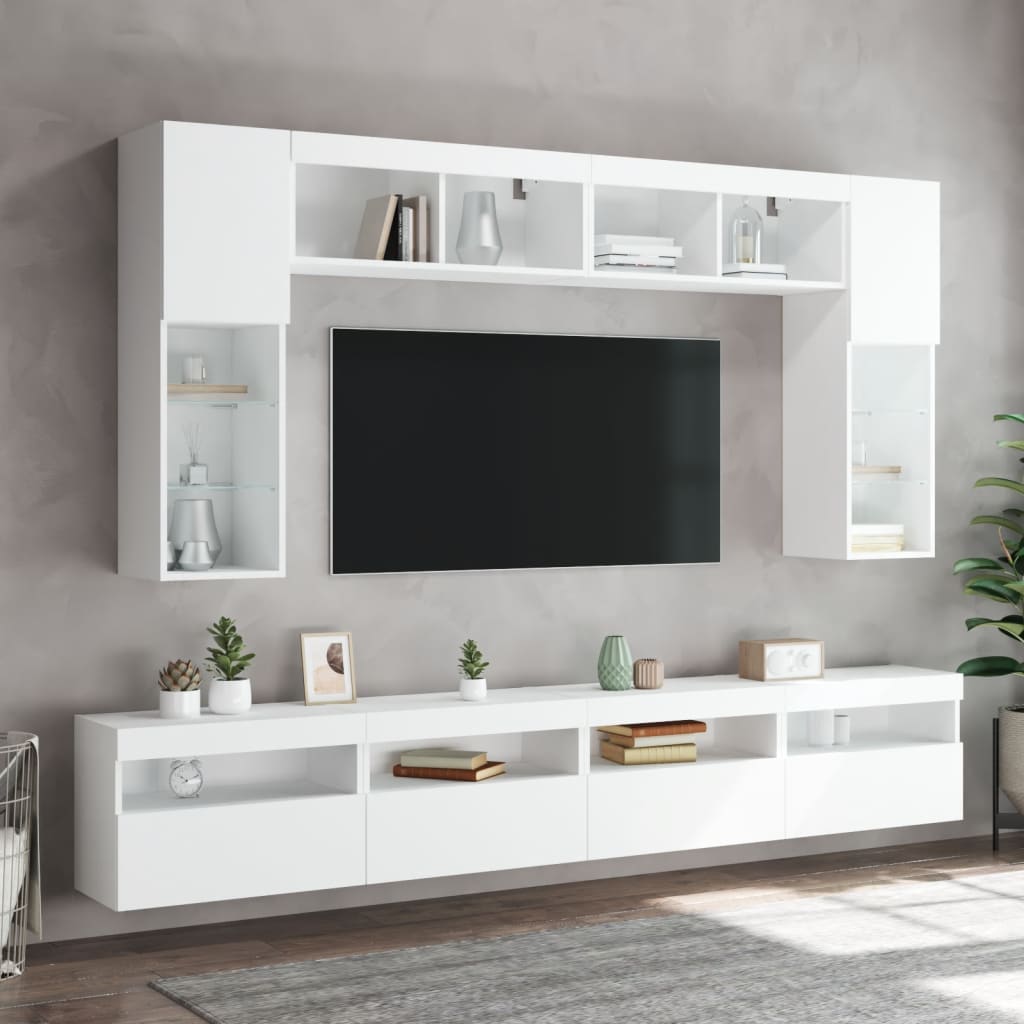 Tv-wandmeubel met LED-verlichting 60x30x40 cm wit is nu te koop bij PeponiXL, paradijselijk wonen!