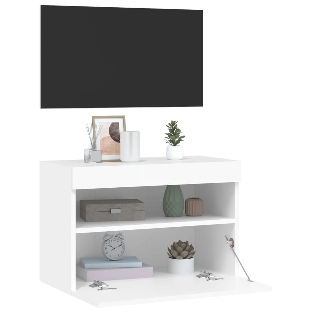 Tv-wandmeubel met LED-verlichting 60x30x40 cm wit is nu te koop bij PeponiXL, paradijselijk wonen!