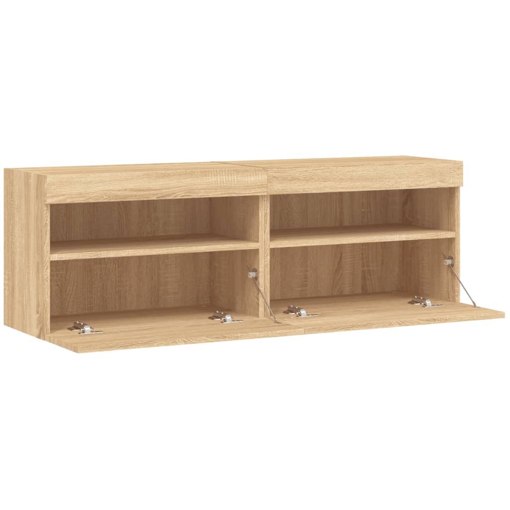 Tv-wandmeubels met LED 2 st 60x30x40 cm sonoma eikenkleurig is nu te koop bij PeponiXL, paradijselijk wonen!