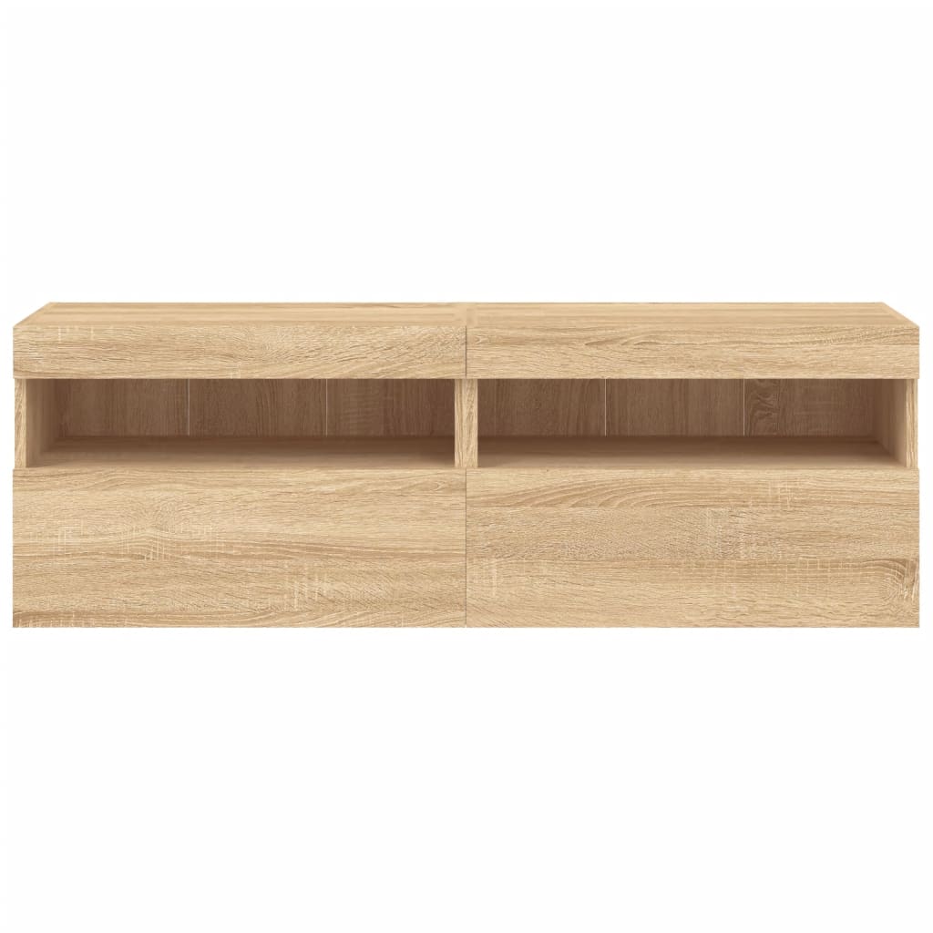 Tv-wandmeubels met LED 2 st 60x30x40 cm sonoma eikenkleurig is nu te koop bij PeponiXL, paradijselijk wonen!
