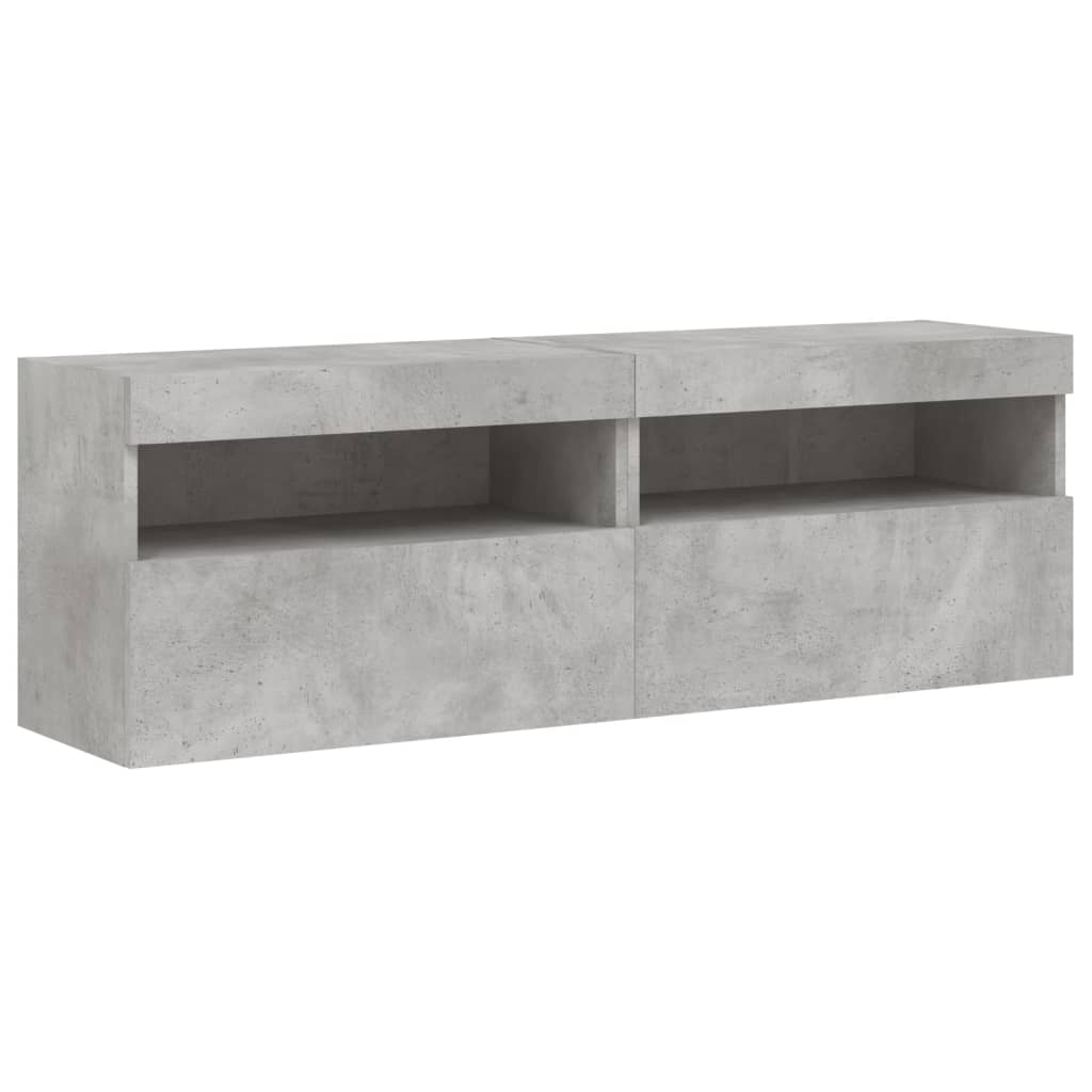 Tv-wandmeubels met LED 2 st 60x30x40 cm betongrijs is nu te koop bij PeponiXL, paradijselijk wonen!