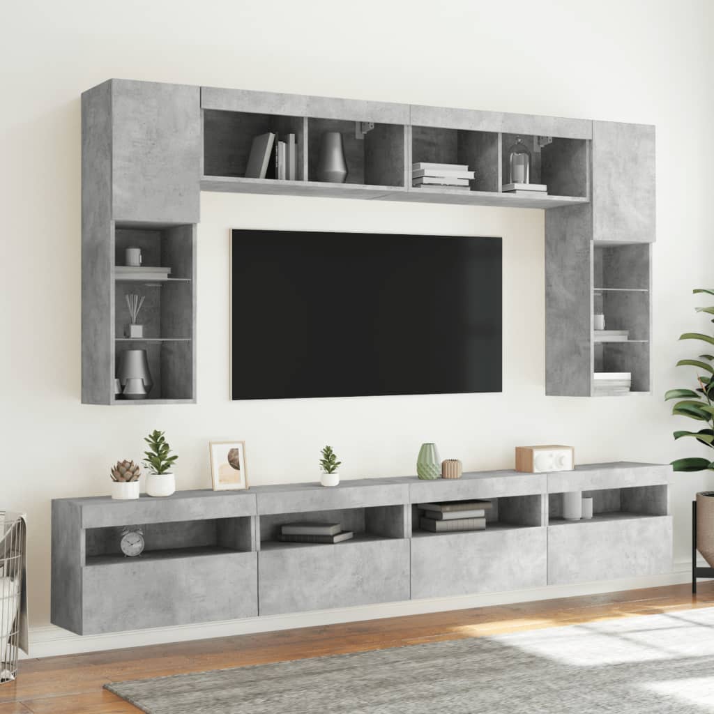 Tv-wandmeubels met LED 2 st 60x30x40 cm betongrijs is nu te koop bij PeponiXL, paradijselijk wonen!