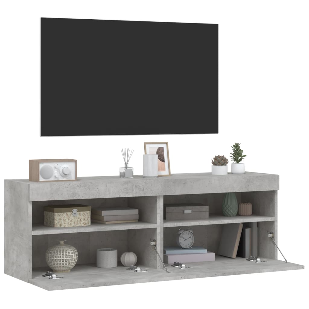 Tv-wandmeubels met LED 2 st 60x30x40 cm betongrijs is nu te koop bij PeponiXL, paradijselijk wonen!
