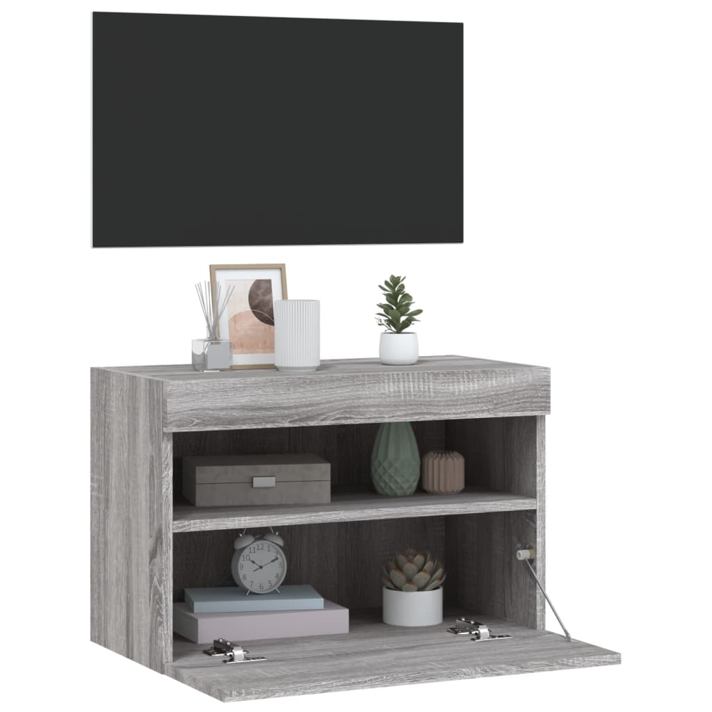 Tv-wandmeubel met LED-verlichting 60x30x40 cm grijs sonoma is nu te koop bij PeponiXL, paradijselijk wonen!