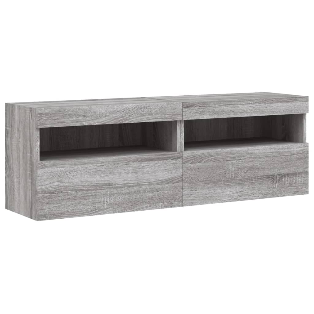 Tv-wandmeubels met LED 2 st 60x30x40 cm grijs sonoma eiken is nu te koop bij PeponiXL, paradijselijk wonen!