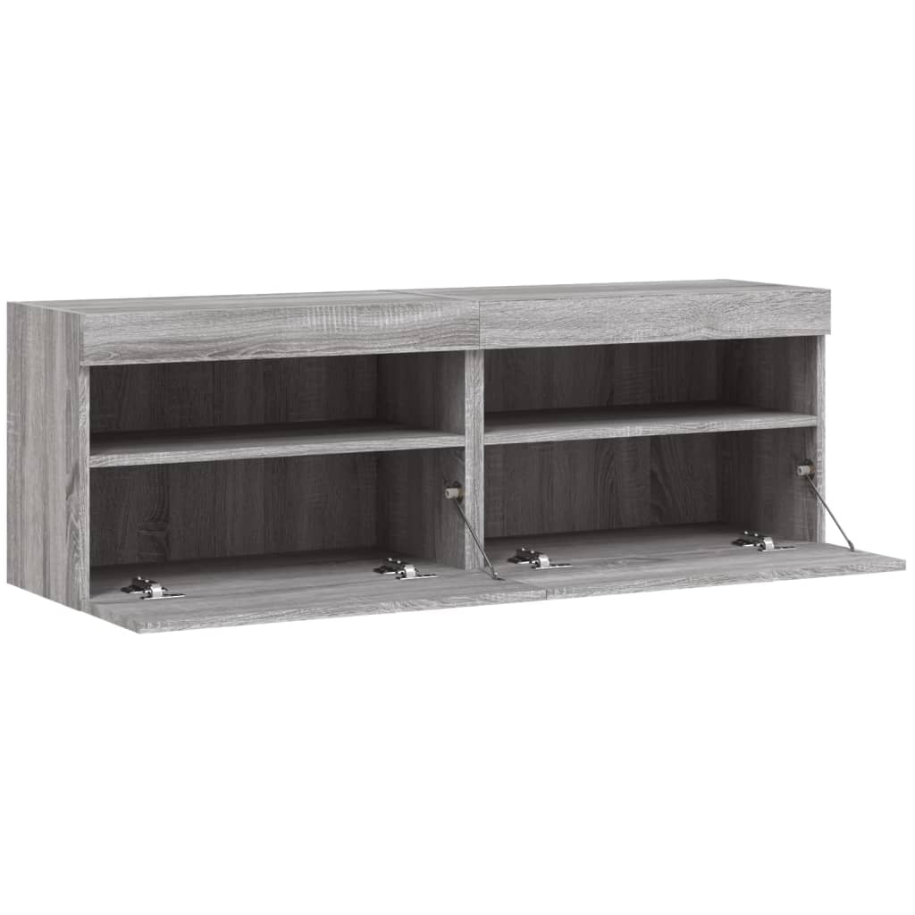 Tv-wandmeubels met LED 2 st 60x30x40 cm grijs sonoma eiken is nu te koop bij PeponiXL, paradijselijk wonen!