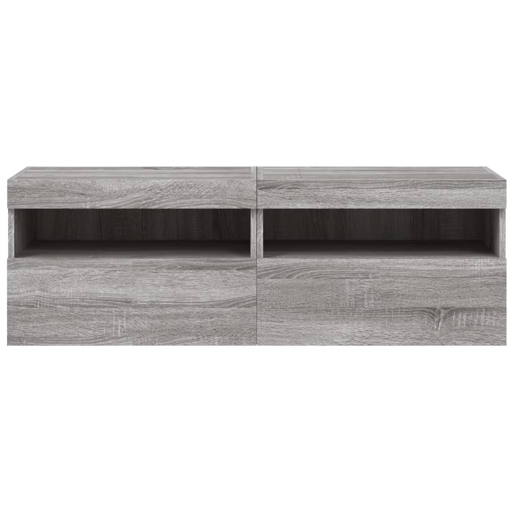 Tv-wandmeubels met LED 2 st 60x30x40 cm grijs sonoma eiken is nu te koop bij PeponiXL, paradijselijk wonen!