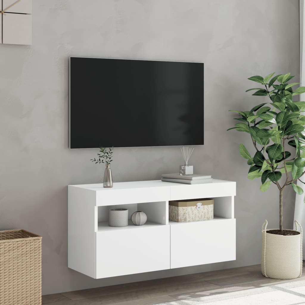 Tv-wandmeubel met LED-verlichting 80x30x40 cm wit is nu te koop bij PeponiXL, paradijselijk wonen!