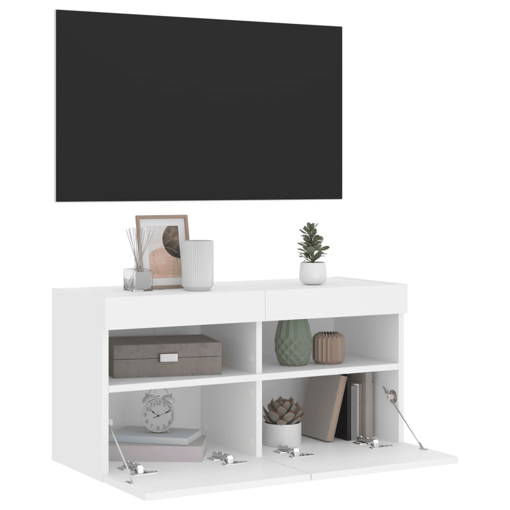 Tv-wandmeubel met LED-verlichting 80x30x40 cm wit is nu te koop bij PeponiXL, paradijselijk wonen!