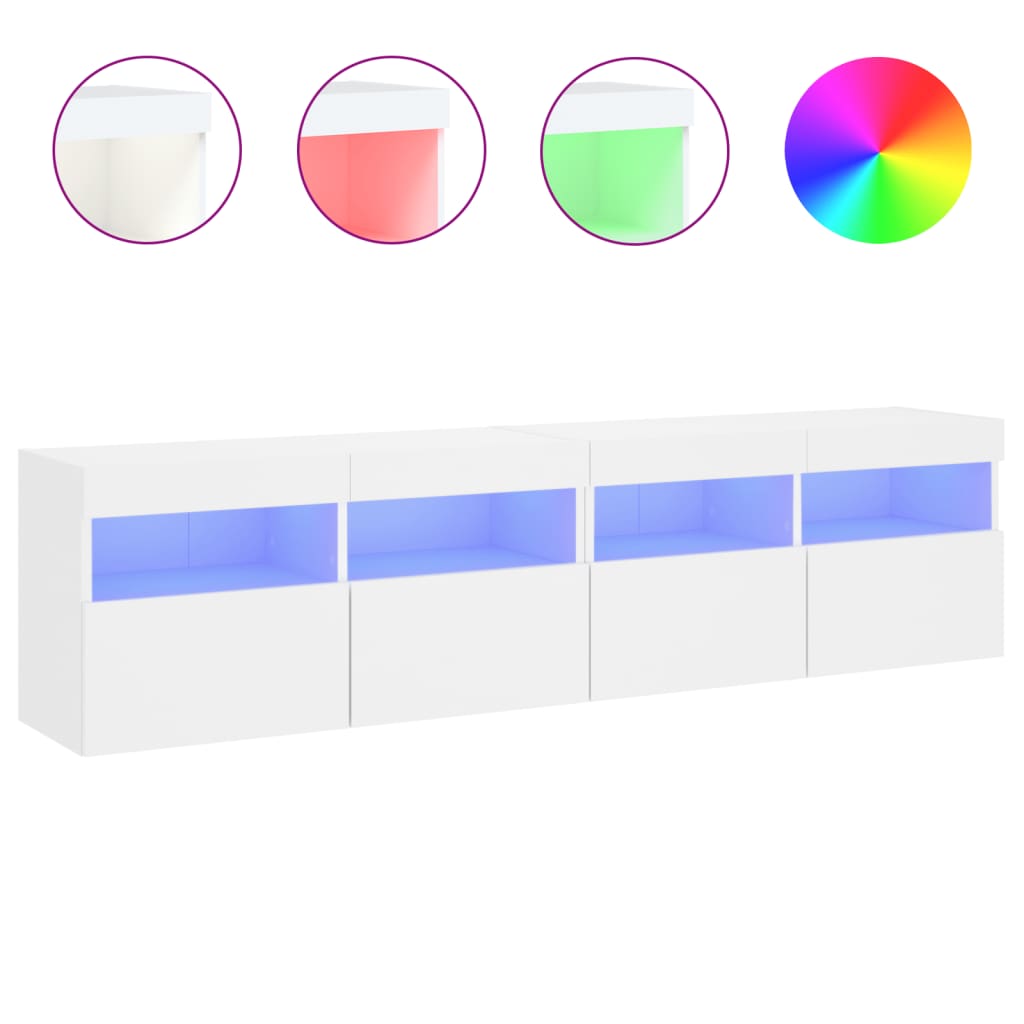 Tv-wandmeubels met LED-verlichting 2 st 80x30x40 cm wit is nu te koop bij PeponiXL, paradijselijk wonen!