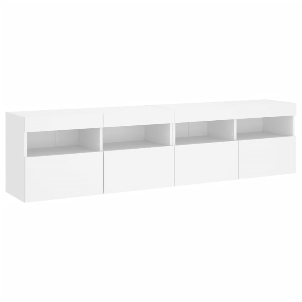 Tv-wandmeubels met LED-verlichting 2 st 80x30x40 cm wit is nu te koop bij PeponiXL, paradijselijk wonen!