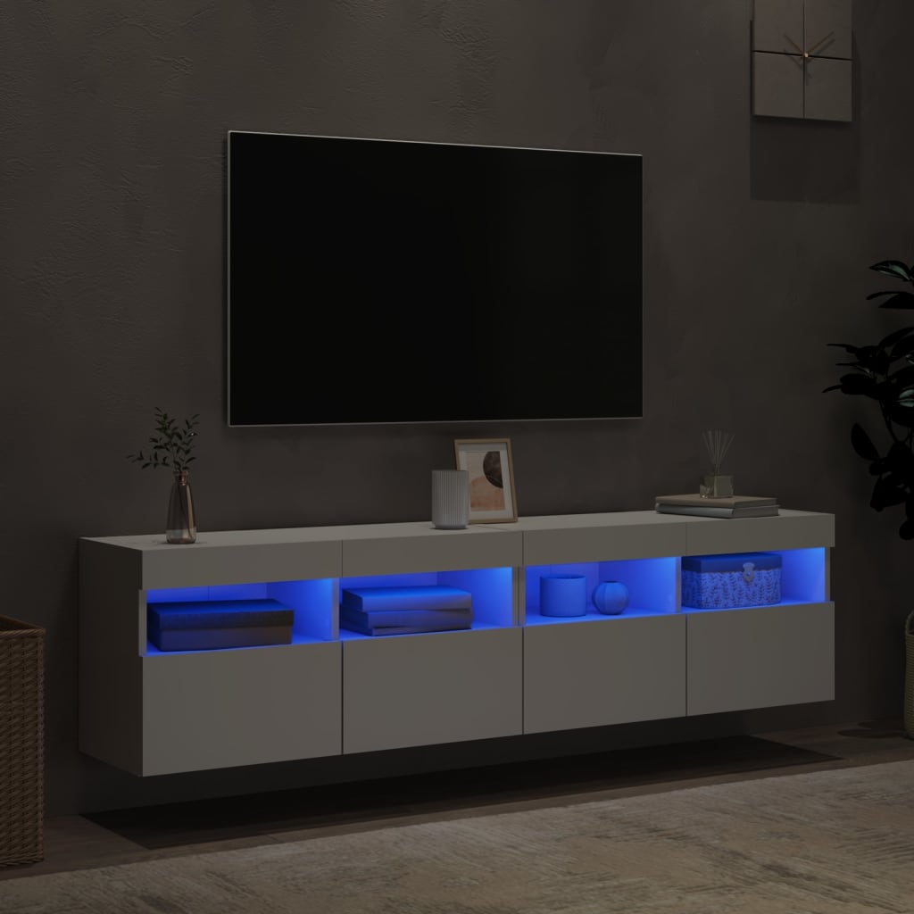 Tv-wandmeubels met LED-verlichting 2 st 80x30x40 cm wit is nu te koop bij PeponiXL, paradijselijk wonen!