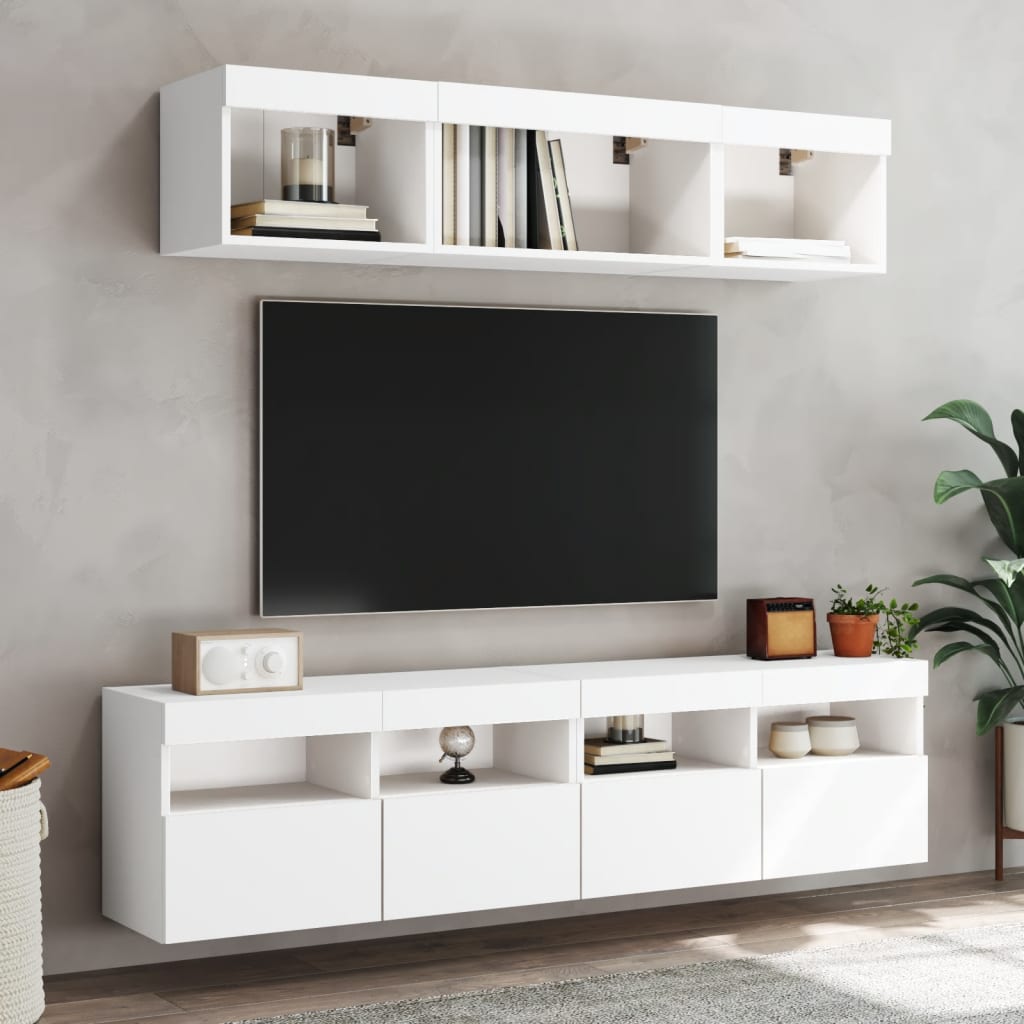 Tv-wandmeubels met LED-verlichting 2 st 80x30x40 cm wit is nu te koop bij PeponiXL, paradijselijk wonen!
