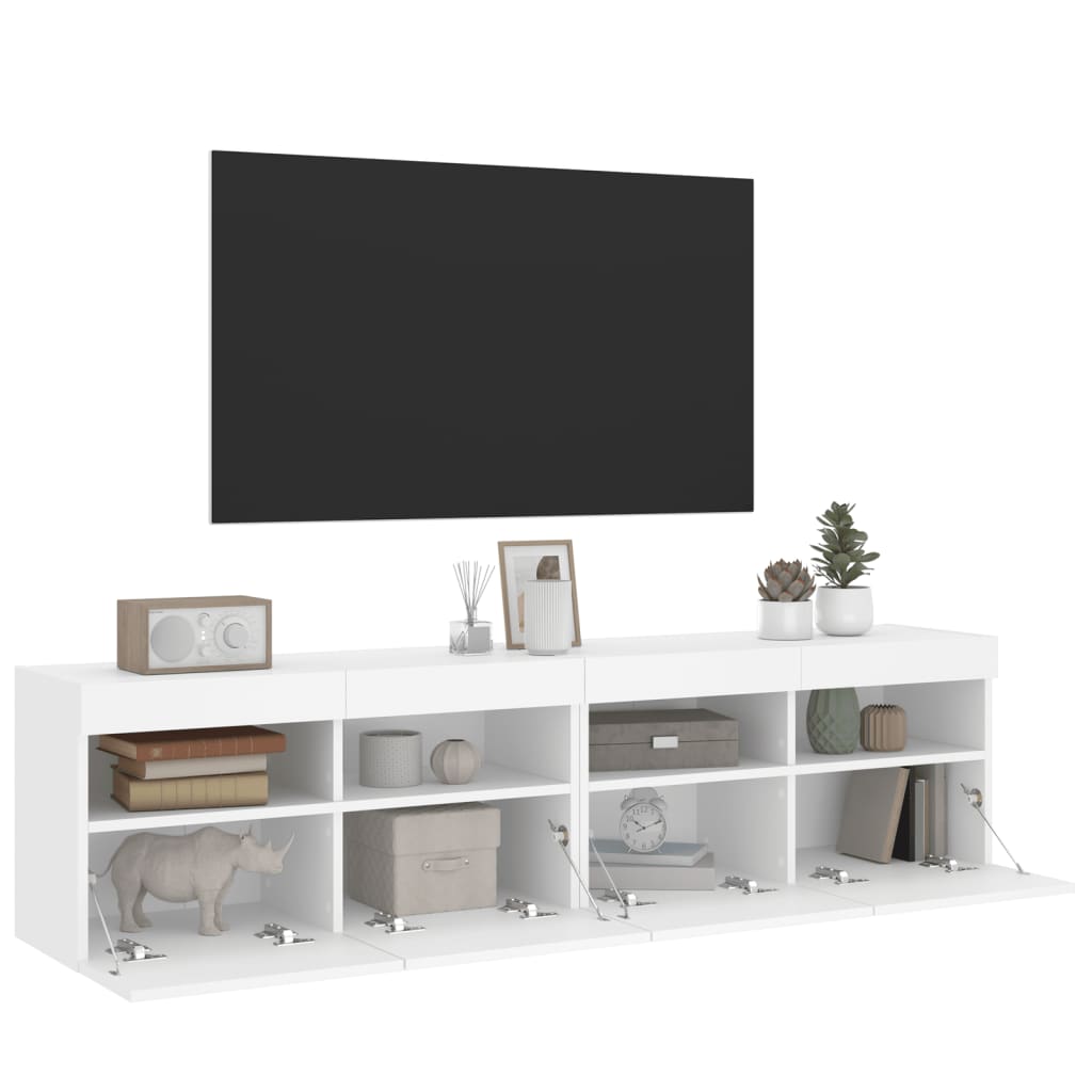 Tv-wandmeubels met LED-verlichting 2 st 80x30x40 cm wit is nu te koop bij PeponiXL, paradijselijk wonen!