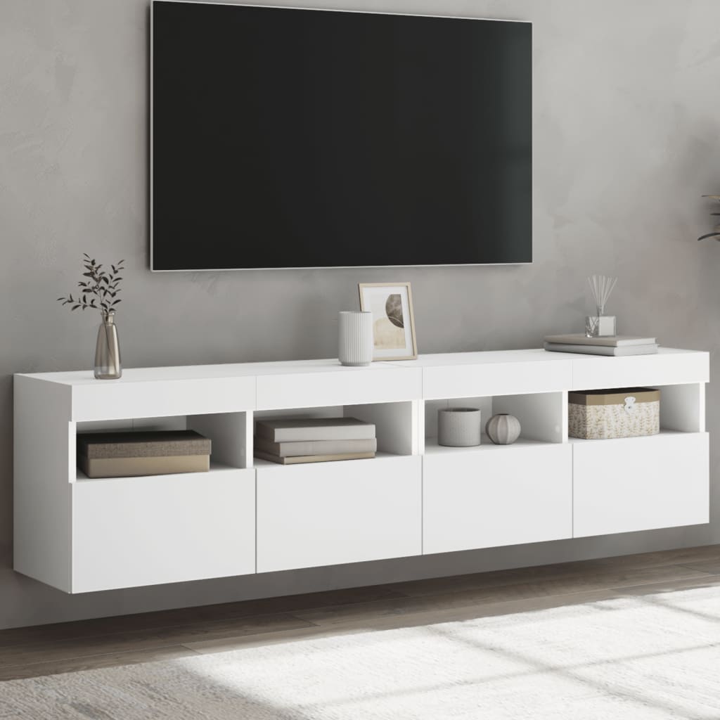 Tv-wandmeubels met LED-verlichting 2 st 80x30x40 cm wit is nu te koop bij PeponiXL, paradijselijk wonen!