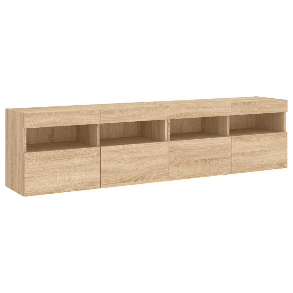 Tv-wandmeubels met LED 2 st 80x30x40 cm sonoma eikenkleurig is nu te koop bij PeponiXL, paradijselijk wonen!