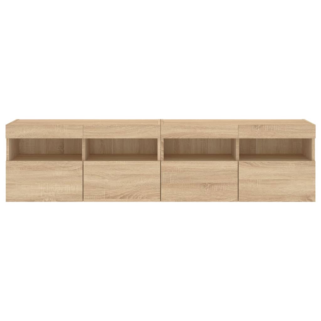 Tv-wandmeubels met LED 2 st 80x30x40 cm sonoma eikenkleurig is nu te koop bij PeponiXL, paradijselijk wonen!