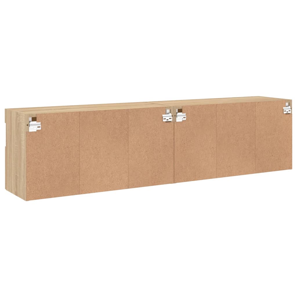 Tv-wandmeubels met LED 2 st 80x30x40 cm sonoma eikenkleurig is nu te koop bij PeponiXL, paradijselijk wonen!