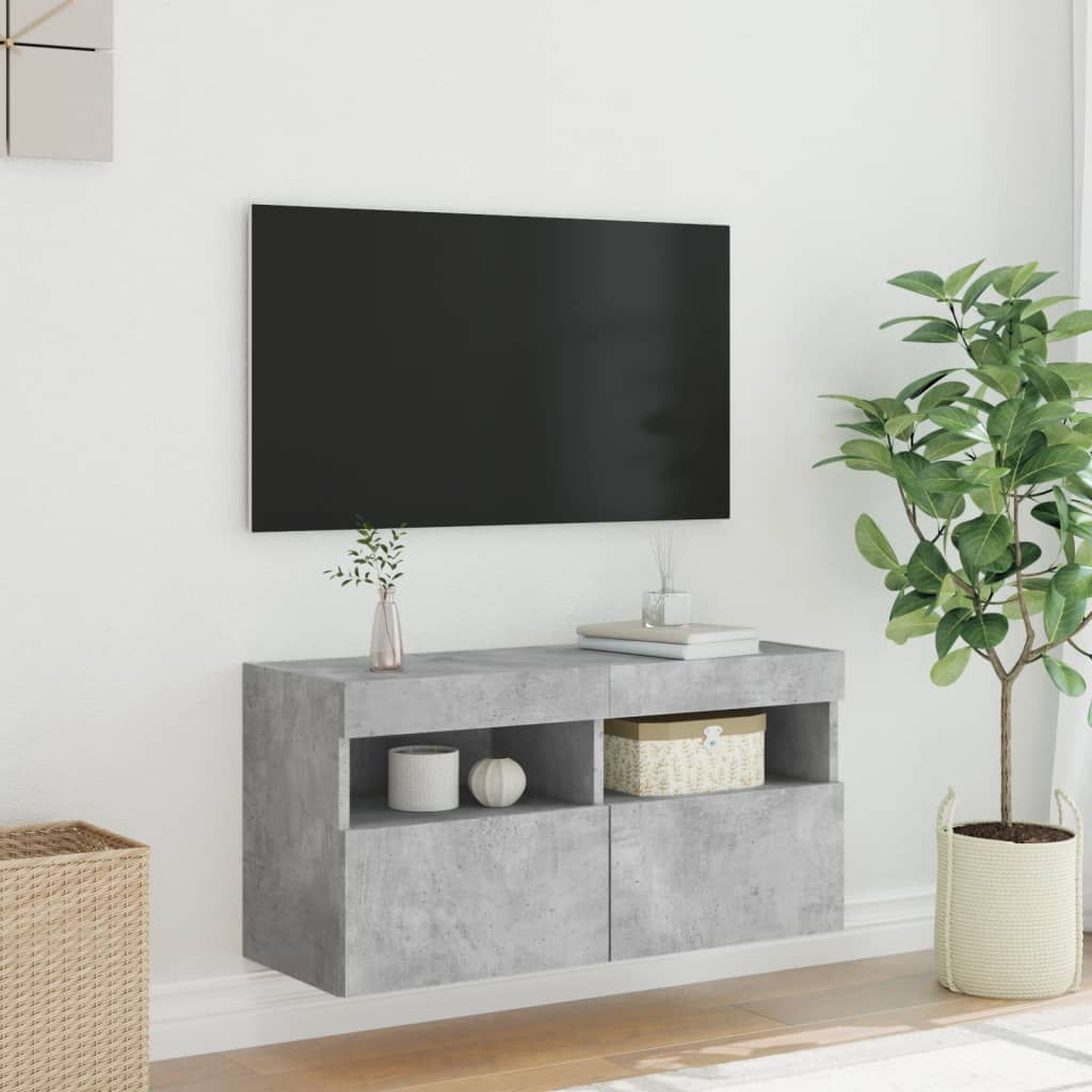 Tv-wandmeubel met LED-verlichting 80x30x40 cm betongrijs is nu te koop bij PeponiXL, paradijselijk wonen!
