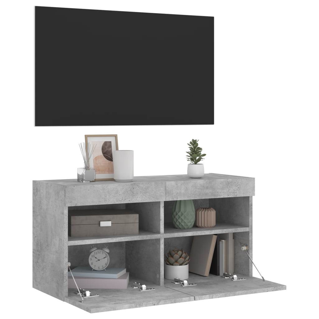 Tv-wandmeubel met LED-verlichting 80x30x40 cm betongrijs is nu te koop bij PeponiXL, paradijselijk wonen!