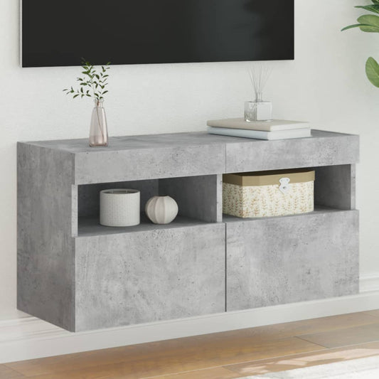 Tv-wandmeubel met LED-verlichting 80x30x40 cm betongrijs is nu te koop bij PeponiXL, paradijselijk wonen!